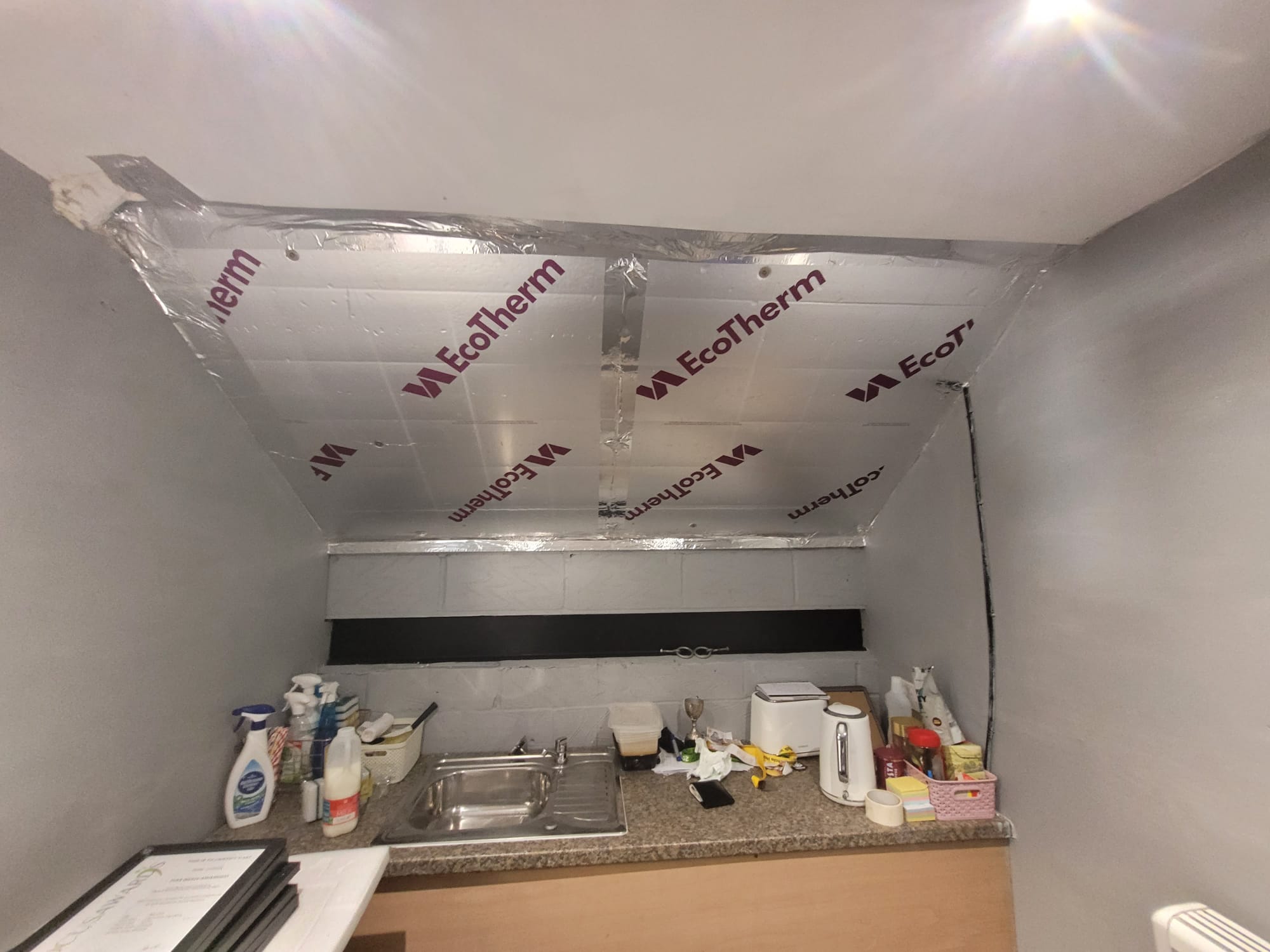 EcoTherm insulation boards fitted to unit ceiling