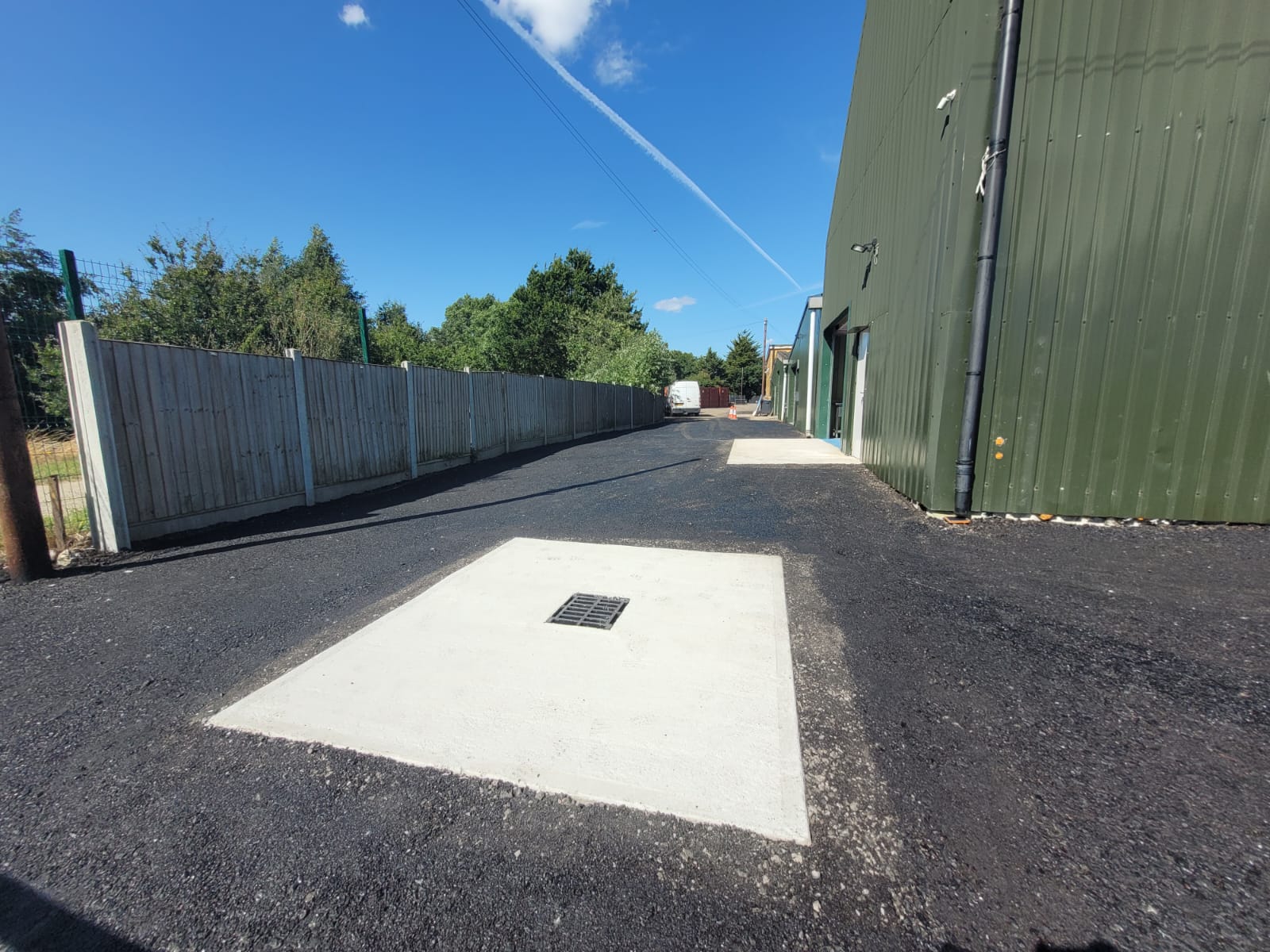 Finished soakaway with new inspection chamber and resurfaced access