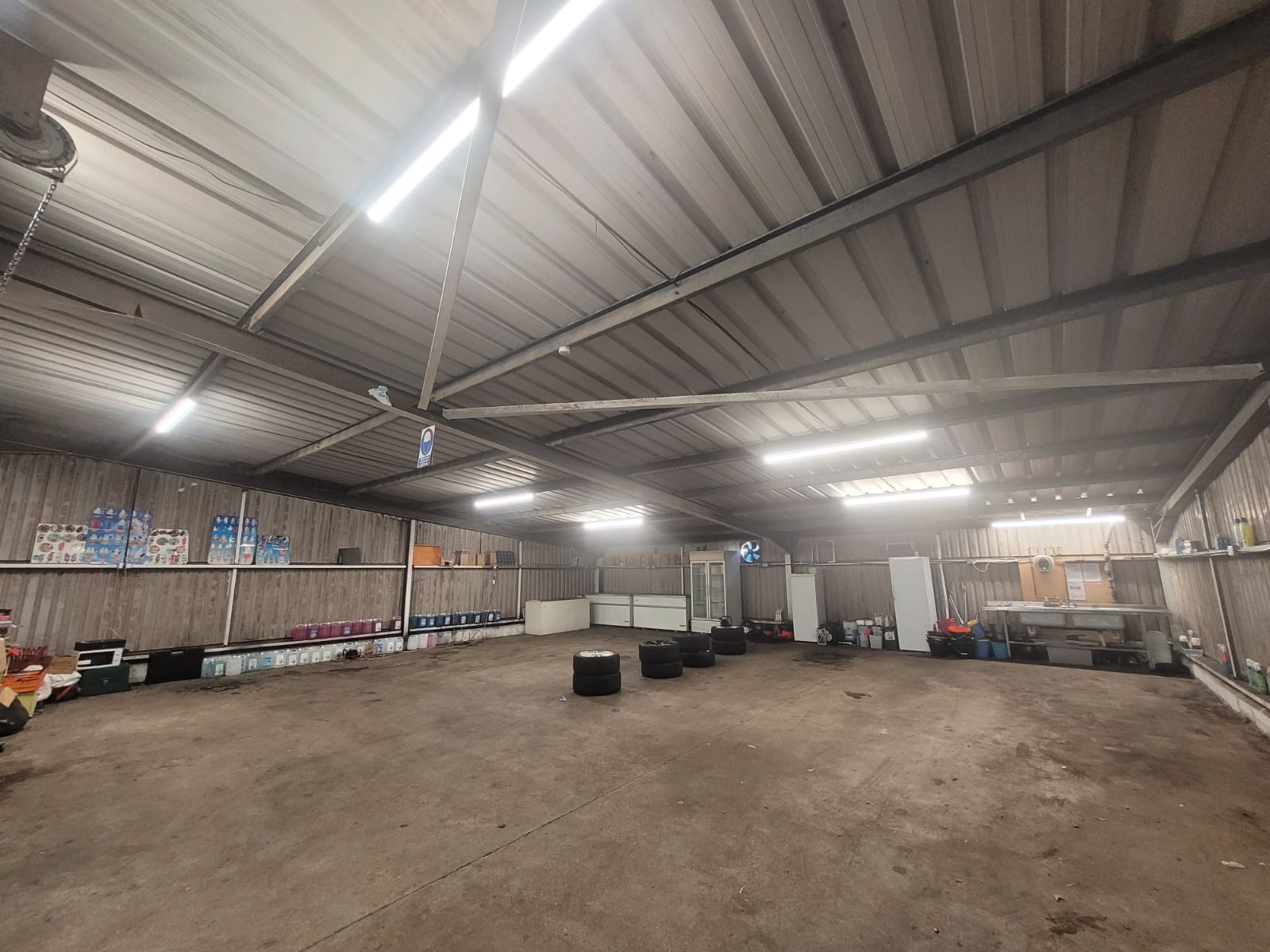 Warehouse fitted with new LED strip lights