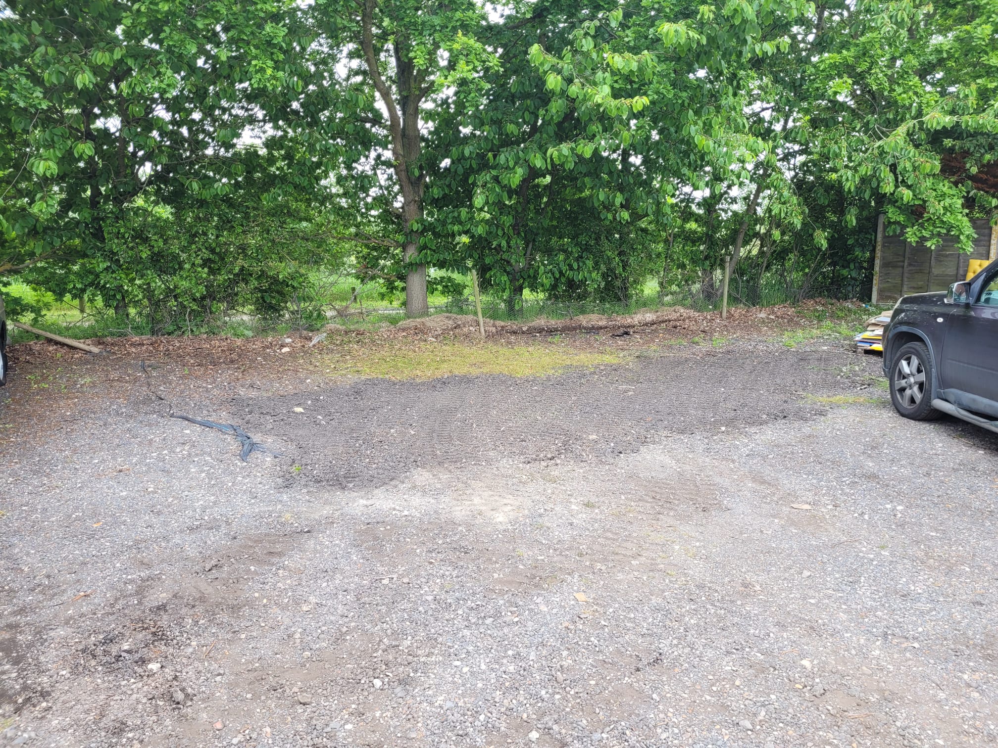 Car park levelled and resurfaced with fresh chippings