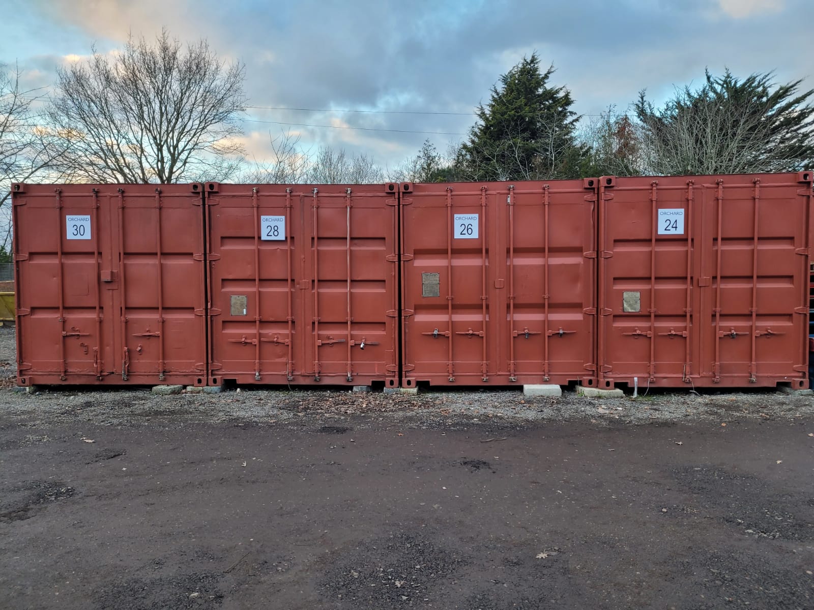Storage containers repainted and numbered