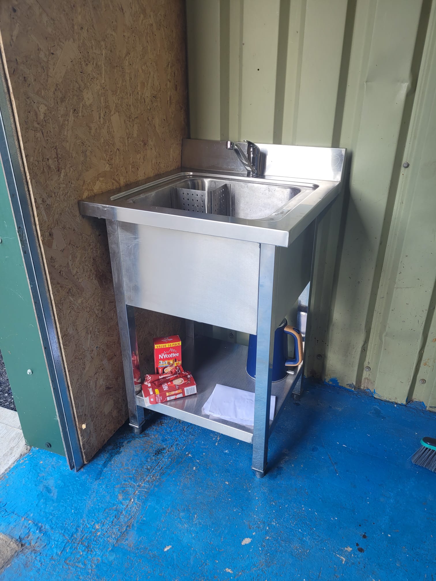 Stainless steel sink installed in industrial unit